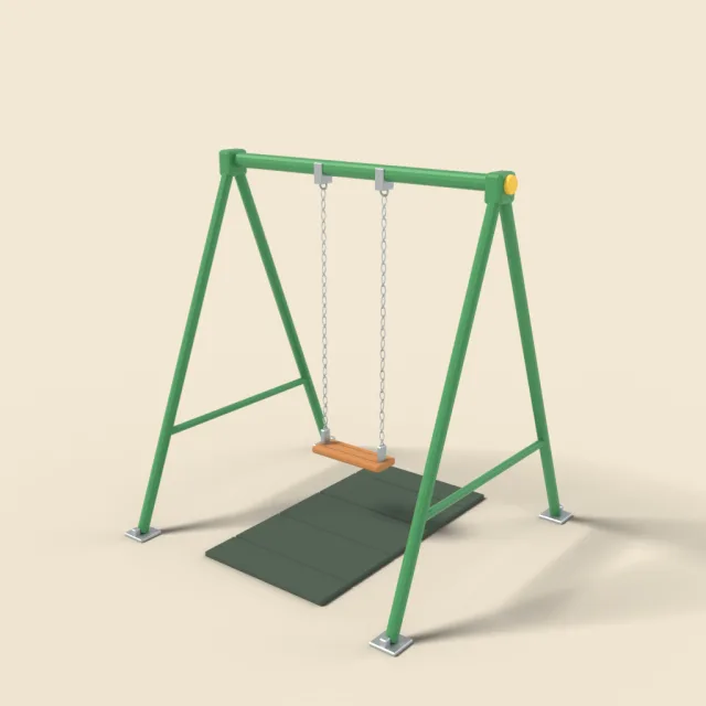 Single swing with wooden seat
