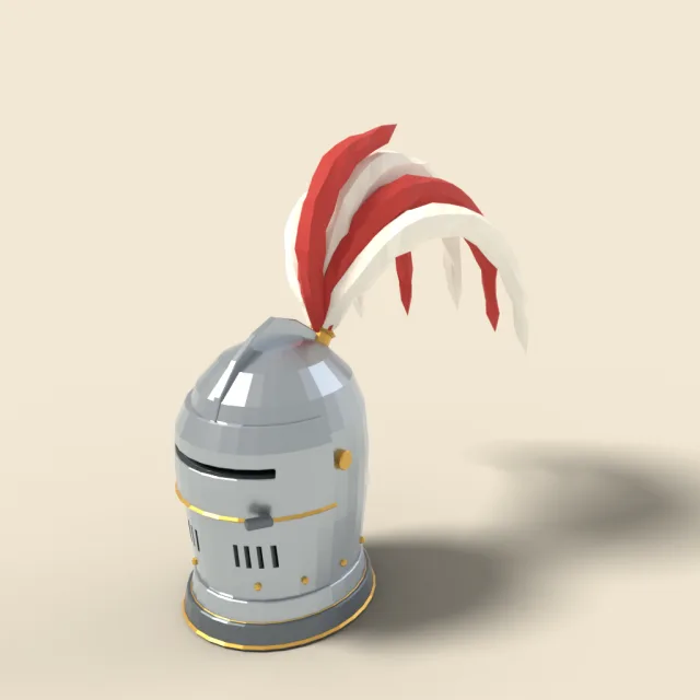 Knight helmet with feather plume