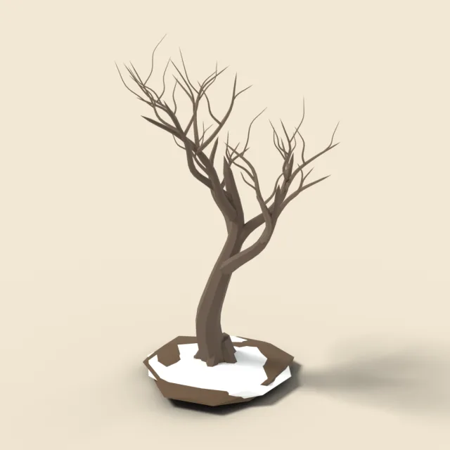 Bare winter tree with twisted branches