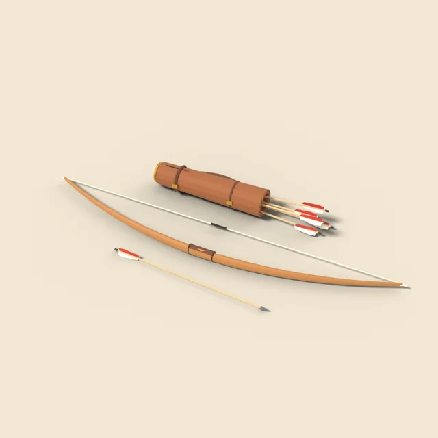 Longbow with quiver of arrows