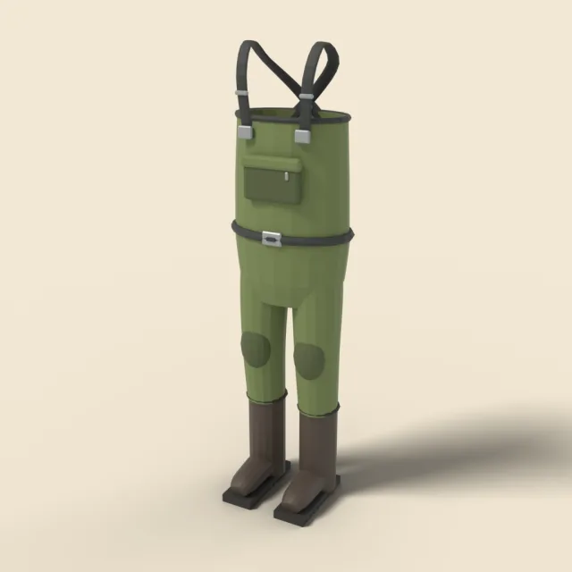 Fishing waders with suspenders