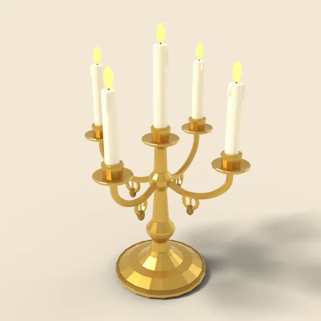 Brass candelabra with five candles