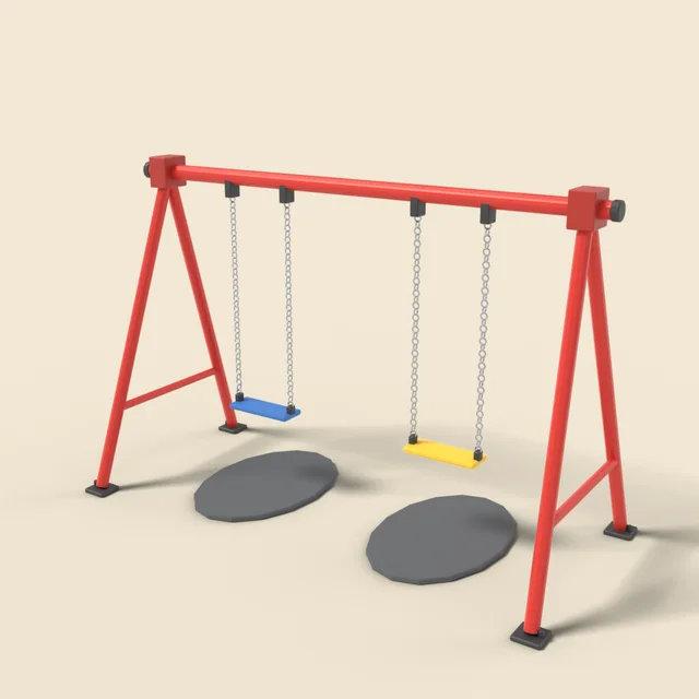 Double swing set in red frame