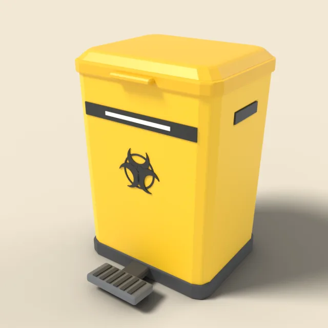 Biohazard waste bin with pedal