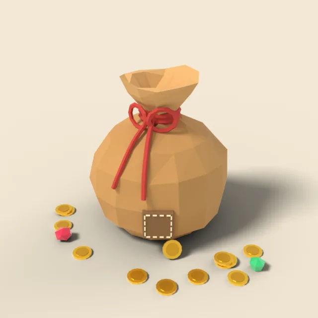 Loot bag tied with string