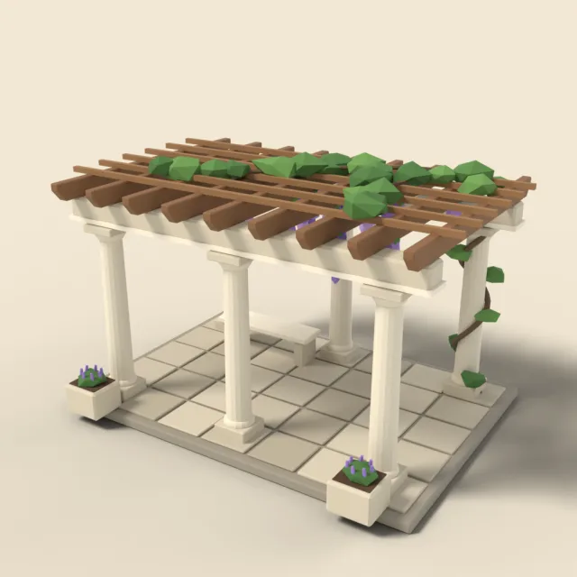 Stone pergola with columns