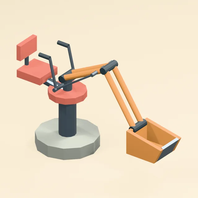sandbox_sand_digger_pedestal_seat_articulated_boom_open_bucket