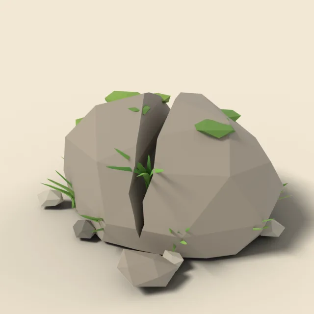 Split boulder with deep crack
