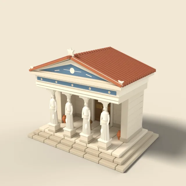 Temple porch with maiden statue columns