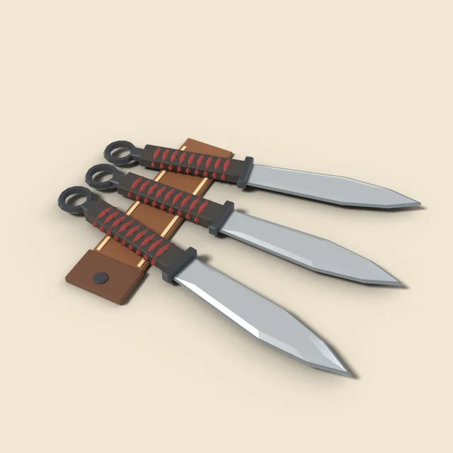 Set of three throwing knives