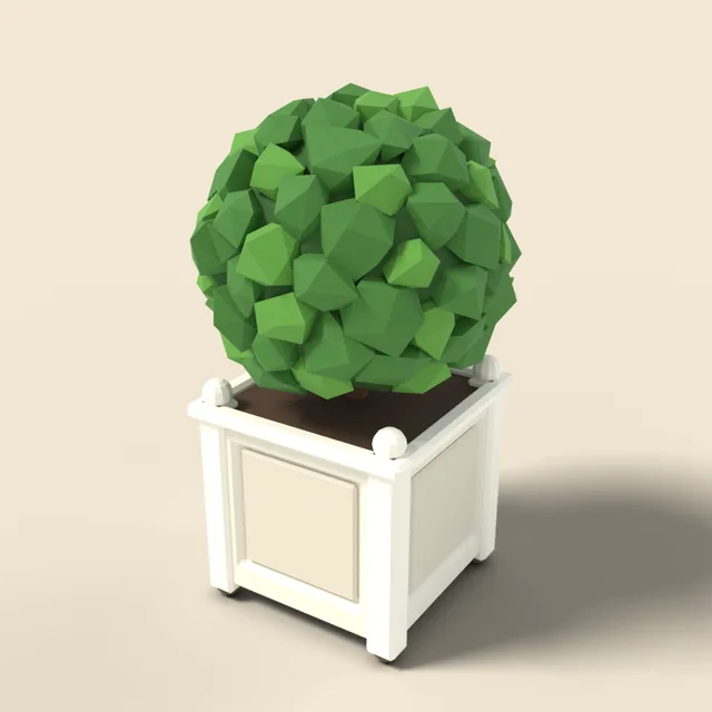 Boxwood topiary ball in planter