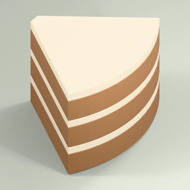 Tall chocolate layer cake slice with cream filling