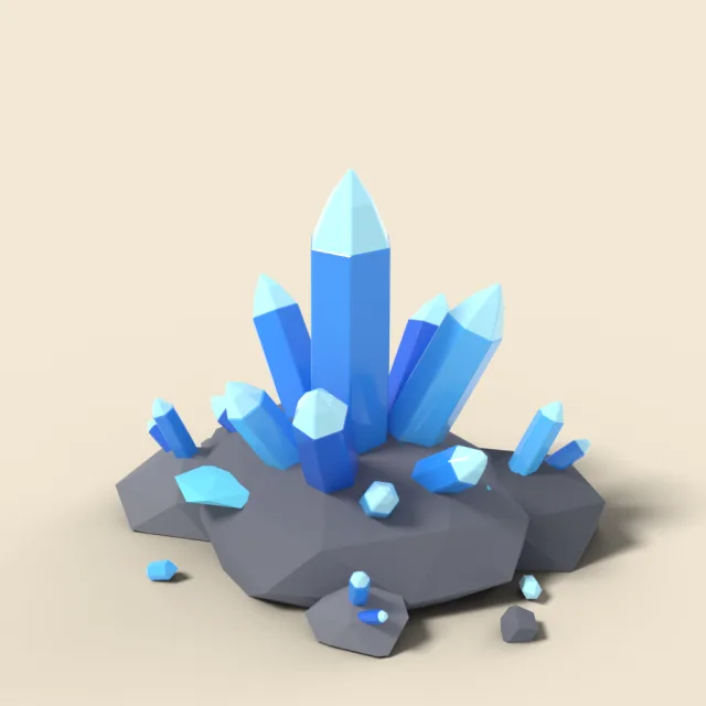 Glowing blue crystal cluster