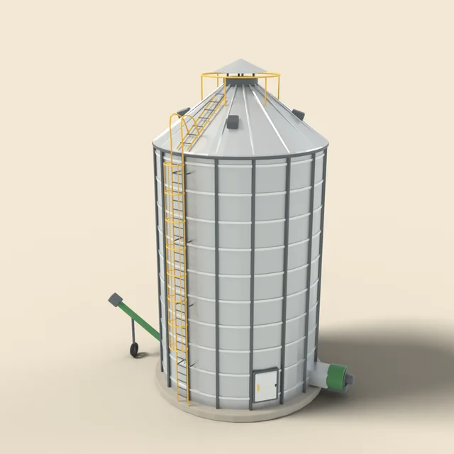 Grain silo with ladder