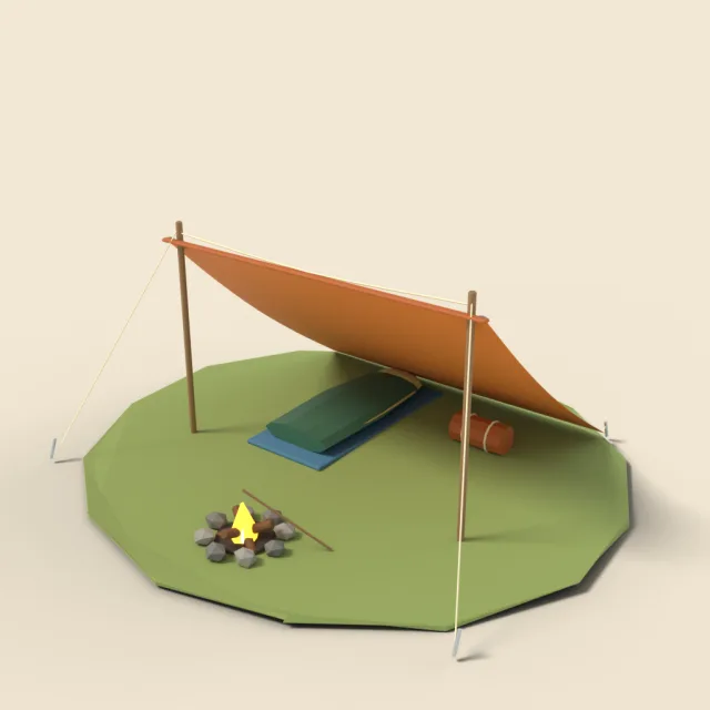 Lean-to tarp shelter with poles