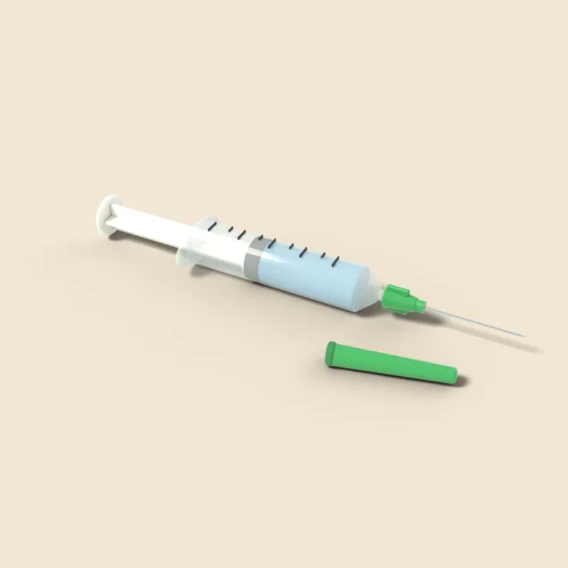 Plastic syringe with needle