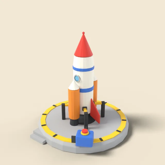 Toy rocket on launch pad