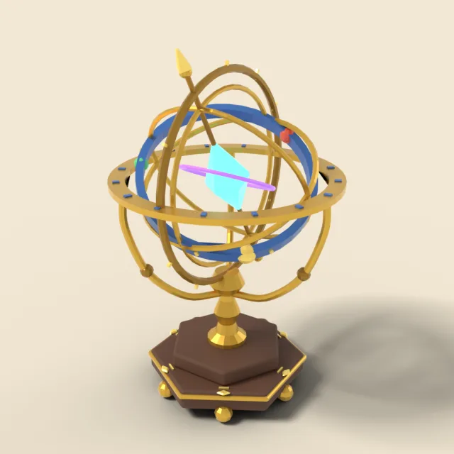 Brass armillary sphere on stand