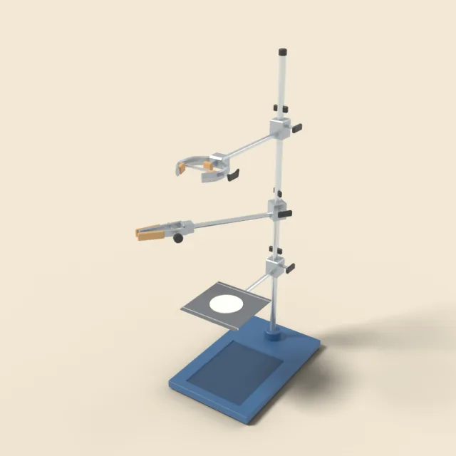Retort stand with clamps