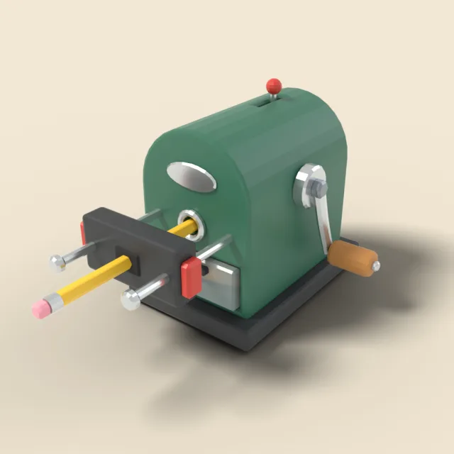 Hand-crank desk pencil sharpener