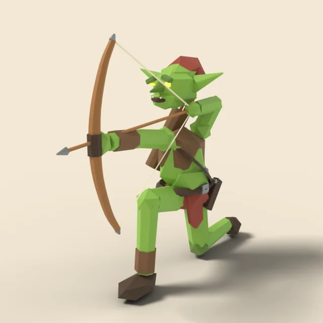 Goblin archer kneeling to shoot