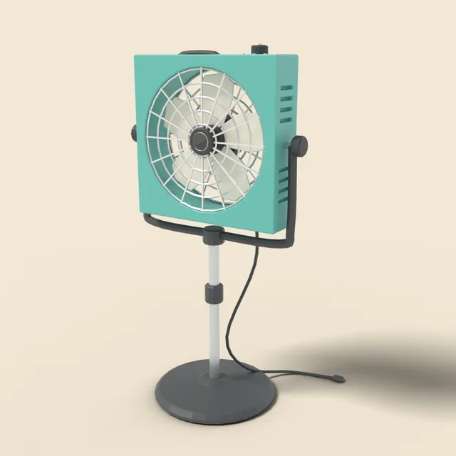 Box fan on stand
