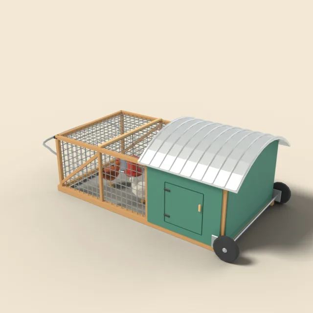 Mobile chicken tractor on wheels