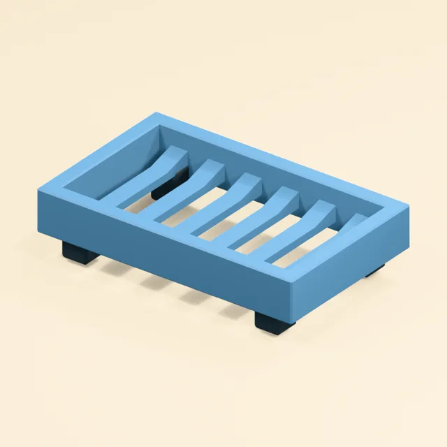 Raised draining soap dish with slotted cradle
