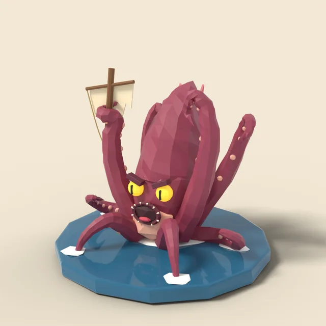 Kraken with raised tentacles
