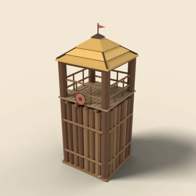 Log palisade corner tower
