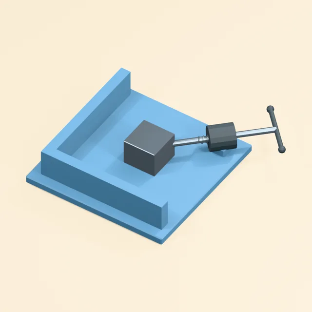Right-angle corner clamp with diagonal screw and two-face pressure jaw