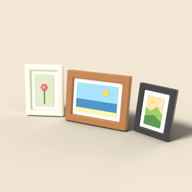 Trio of standing photo frames