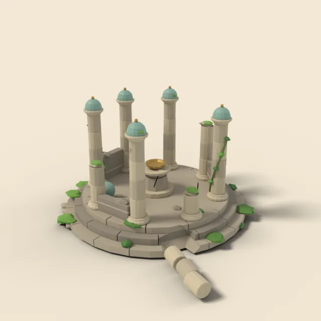 Ruined round shrine with domed pillars