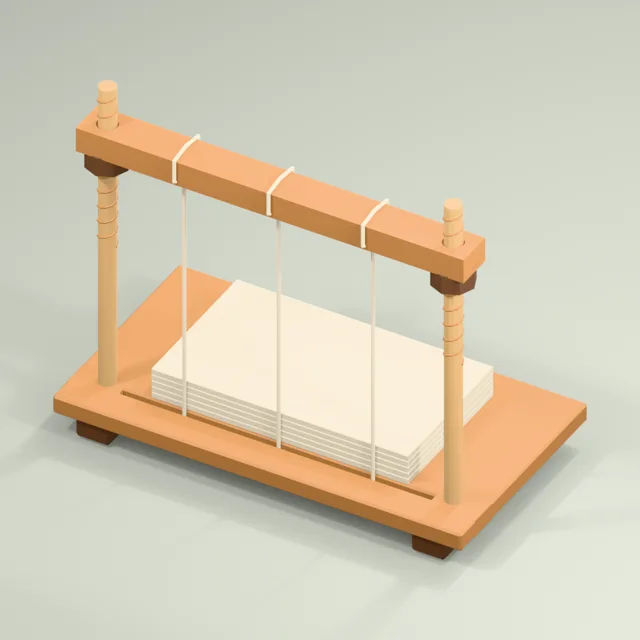 Bookbinding sewing frame with adjustable beam and keyed sewing cords