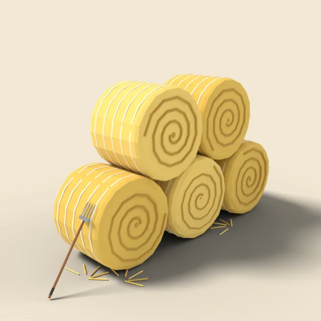 Stack of round hay bales