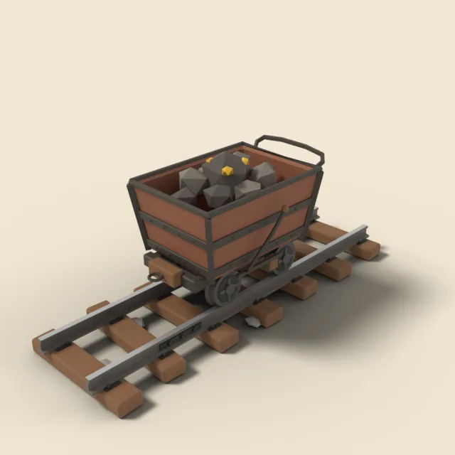 Mine cart on rails