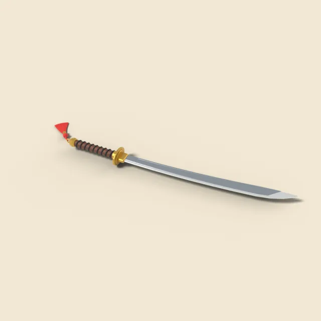 Chinese dao sabre with red tassel