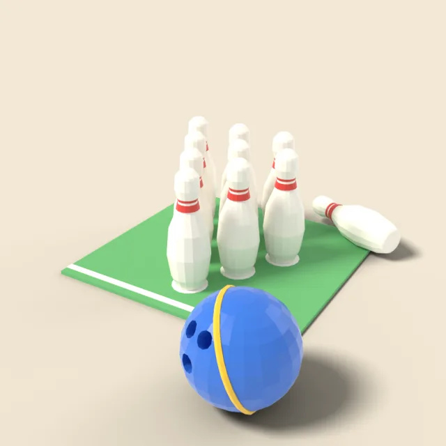 Toy bowling pins and ball
