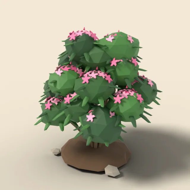 Oleander bush with pink flowers