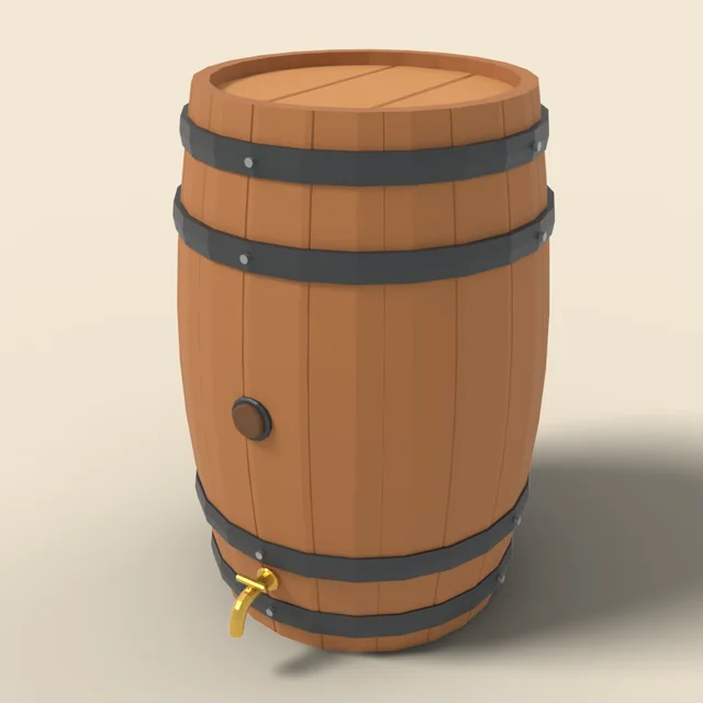 Wooden barrel with iron hoops
