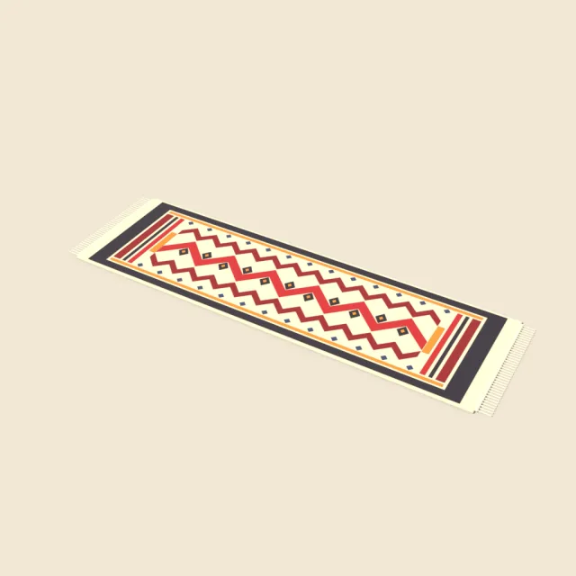 Kilim runner with red zigzag pattern