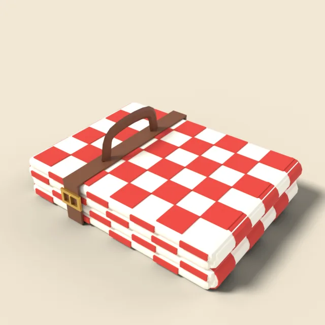 Checkered picnic blanket folded
