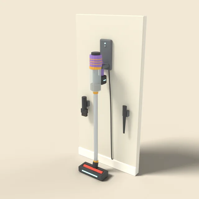 Stick vacuum on a wall dock