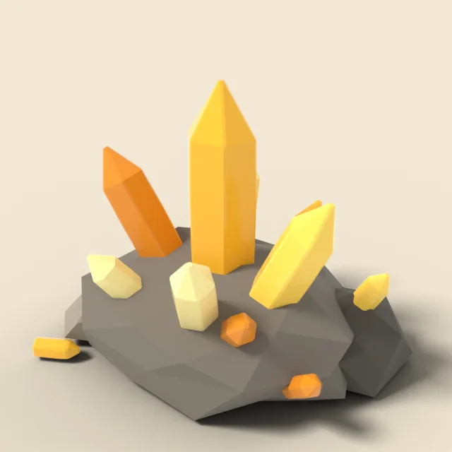 Yellow topaz crystal on rock